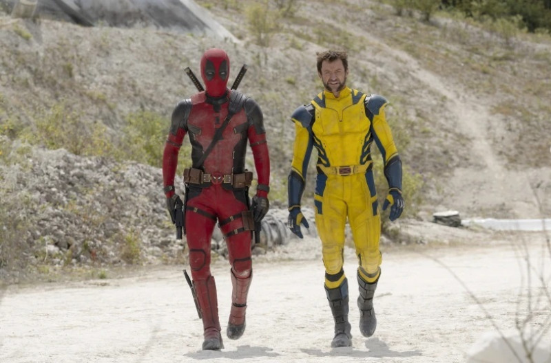 La imagen muestra a Ryan Reynolds como Deadpool/Wade Wilson, izquierda, y Hugh Jackman como Wolverine/Logan en una escena de “Deadpool & Wolverine”.
