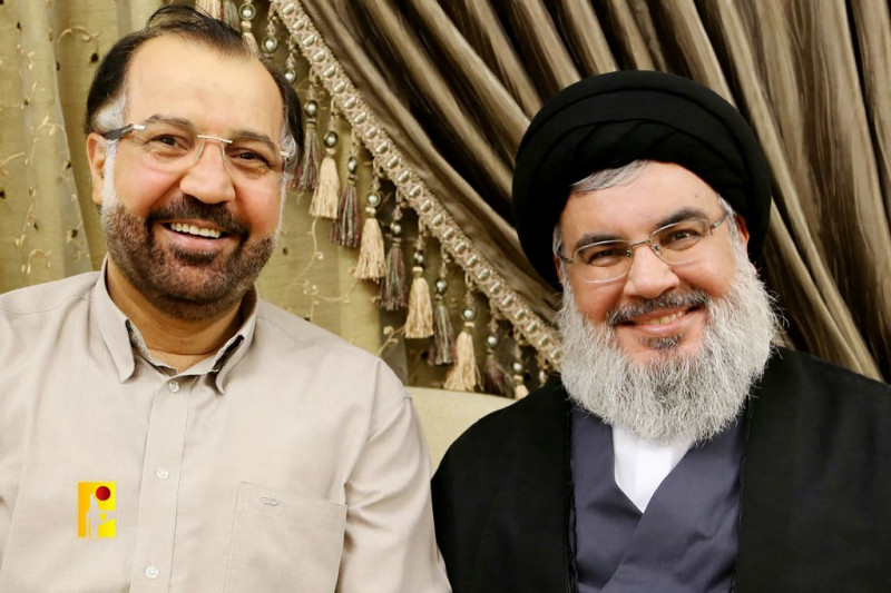 El alto comandante de Hezbolá, Fuad Shukr (izq.), y el jefe de Hezbolá, Hassan Nasrallah, en un lugar no revelado.