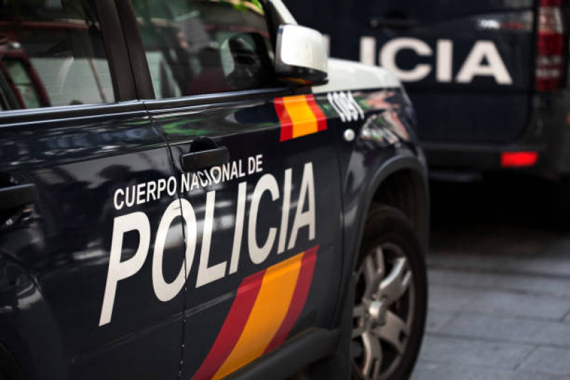 Fotografía muestra carro de policía española.