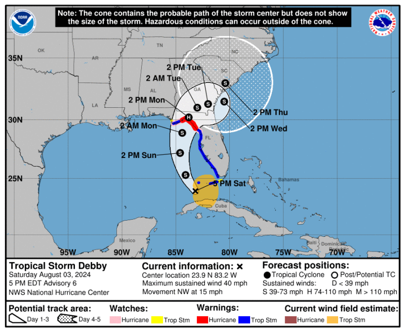 La tormenta tropical Debby se ha convertido en TD4