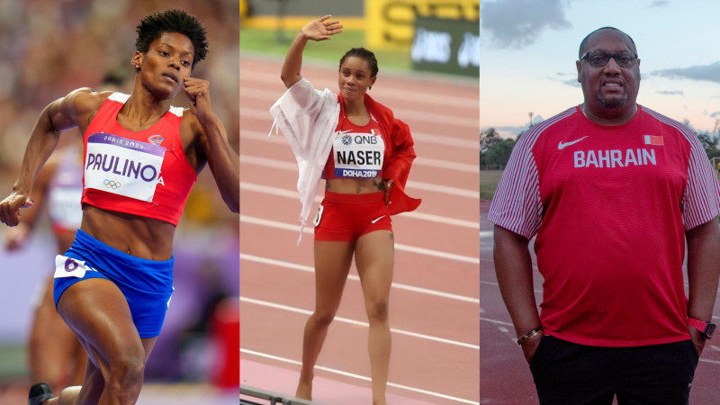 Marileidy Paulino, Salwa Eid Naser y su entrenador José Rubio.