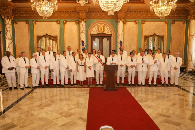 Presidentes y jefes de Estado al momento de la declaración sobre Venezuela en el salón de Embajadores del Palacio Nacional