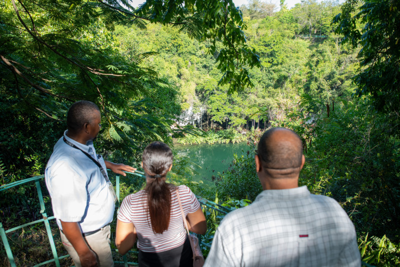 Los visitantes disfrutan de las bellezas naturales del parque.