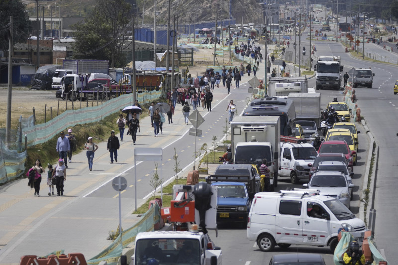 camioneros que protestan en Bogotá