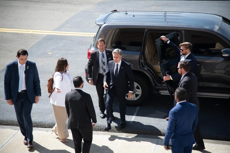 Antony Blinken, secretario de Estado de Estados Unidos llega al Palacio Nacional.