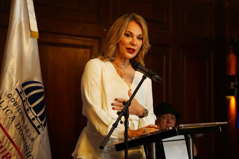 Milagros Germán, ministra de Cultura, durante el anuncio del festival teatral.