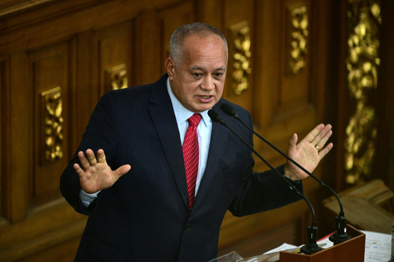 El ministro del Interior de Venezuela, Diosdado Cabello, habla durante una sesión en la Asamblea Nacional en Caracas el 17 de septiembre de 2024