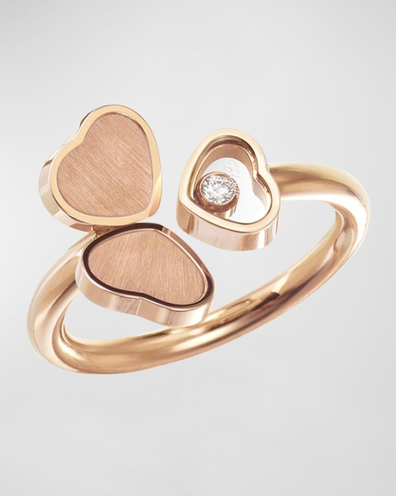 Chopard - Happy Hearts 18K Rose Gold Triple Heart Diamond Ring