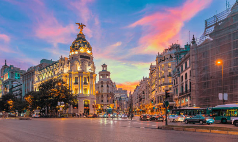 Horizonte de la ciudad de Madrid, calle Gran Vía