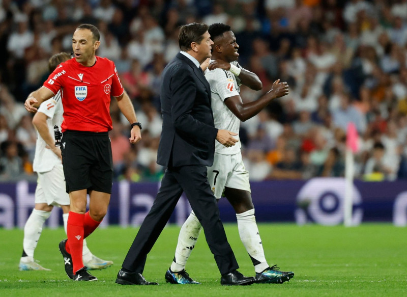 Vini Jr durante el partido entre el Real Madrid y el Villarreal en el estadio Santiago Bernabéu, el 5 de octubre de 2024