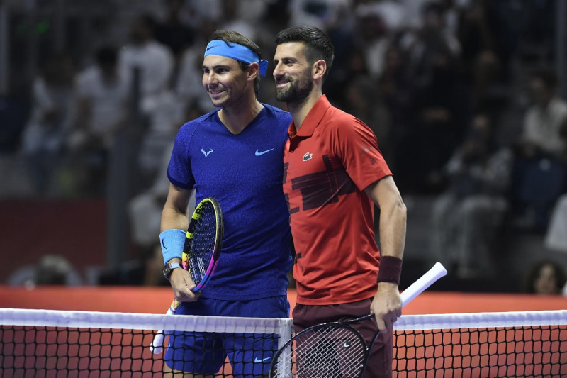 Rafael Nadal y Novak Djokovic en el 'Six Kings Slam', un torneo de exhibición disputado en Riad.