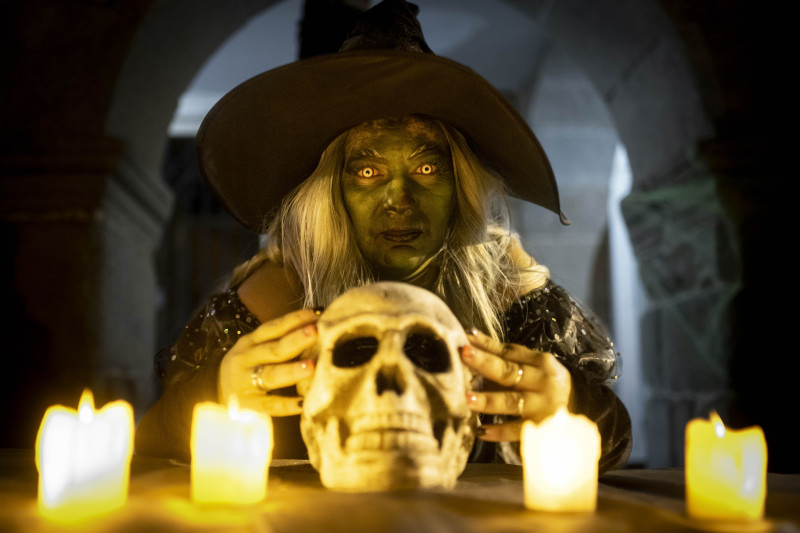 Una mujer disfrazada de bruja posa para una foto durante la celebración del Samhaín hoy lunes en Ourense. Mucho antes que el Halloween, los celtas celebraban cada 31 de octubre la fiesta del "Samhaín", una tradición milenaria en la actualidad en pleno auge pero que estuvo ensombrecida hasta no hace muchos años por la tradición anglosajona. EFE/Brais Lorenzo