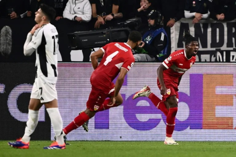 El delantero del Stuttgart El Bilal Touré celebra su gol ante la Juventus en Champions League el 22 de octubre de 2024 en Turín.