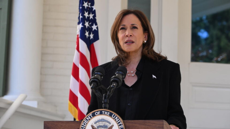 La candidata y actual vicepresidenta, Kamala Harris, ayer en el Observatorio Naval, en Washington.