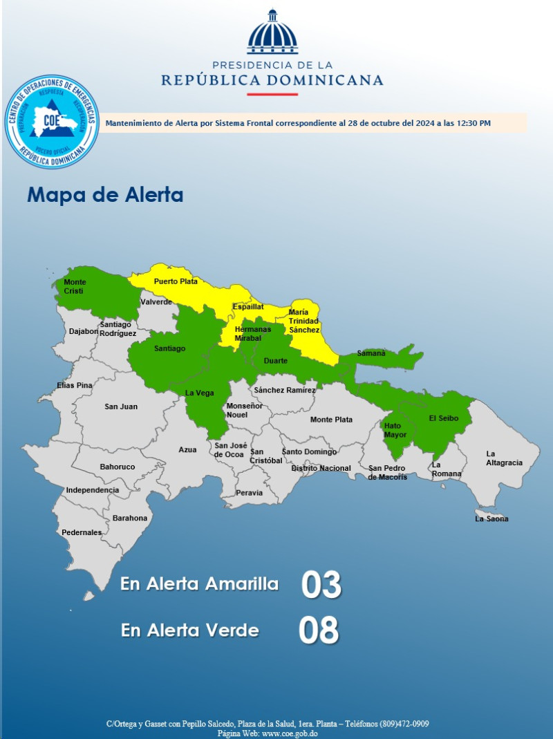 COE amplia niveles de alerta