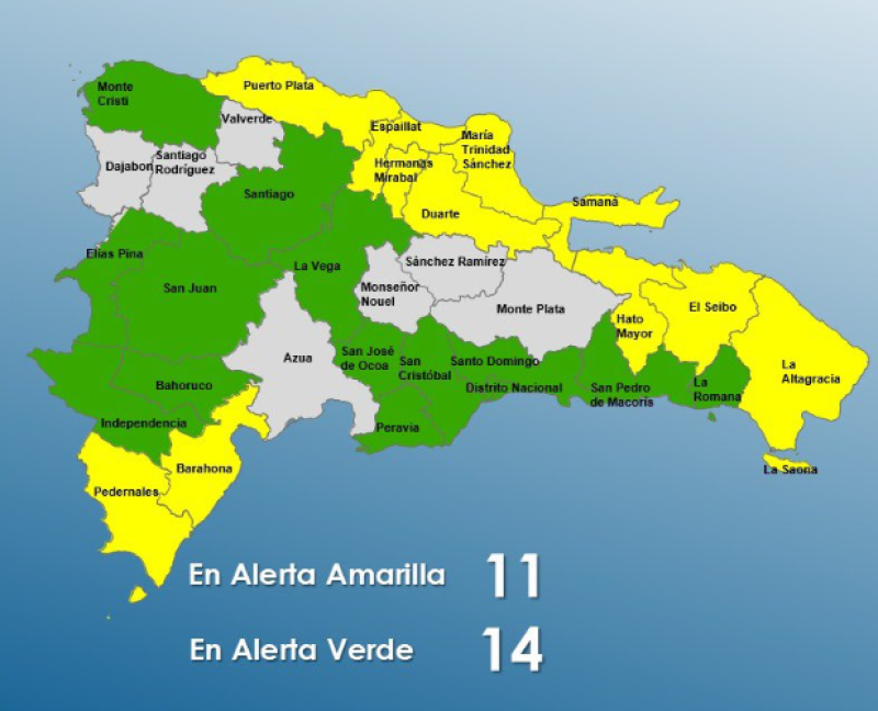 Mapa de alerta del COE.