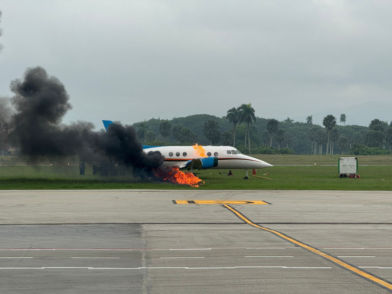 Avión incendiado en simulacro de aeropuerto Internacional del Cibao