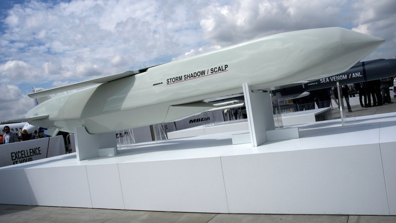 Un misil de crucero Storm Shadow en exhibición en junio de 2023