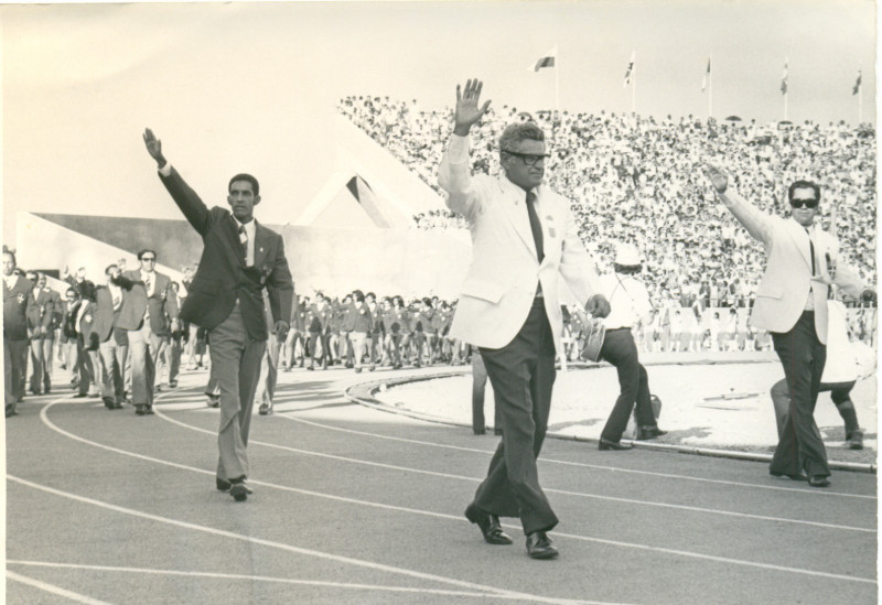 Wiche García Saleta en la inauguración de los XII Juegos Centroamericanos y del Caribe celebrados en el país en 1974.