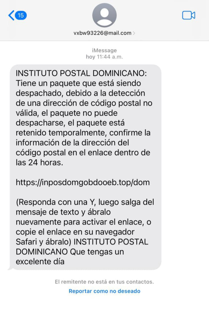 Muchos usuarios afirman recibir este mensaje sin tener ningún paquete retenido en el INSPODOM.