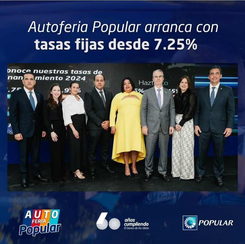 Ejecutivos del Banco Popular anuncia la Autoferia Popular para el próximo domingo.