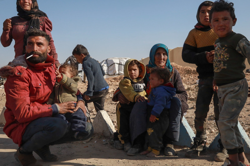 Desplazados por los combates en Siria, en un campo habilitado en la ciudad de Tabqa, en la provincia de Raqqa, en el norte de Siria.