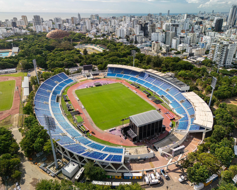 Vista aérea del Estadio Olímpico Félix Sánchez en Santo Domingo.