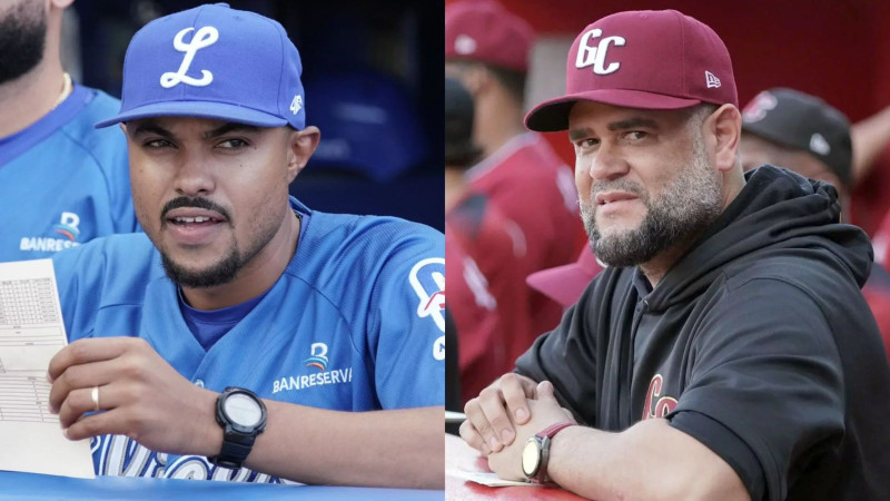 Gilbert Gómez, dirigente de los Tigres del Licey y Wellington Cepeda mánager de los Gigantes del Cibao.