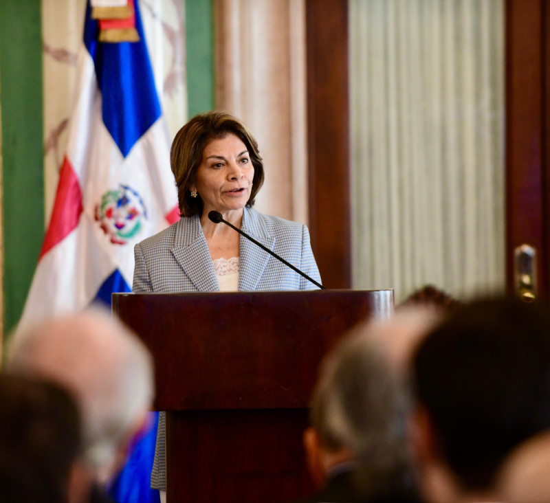 Laura Chinchilla, ex presidenta de Costa Rica, mientras hablaba en el Palacio Nacional de República Dominicana