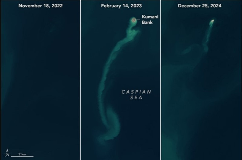 Progresión del volcán de lodo Kumani en el mar Caspio