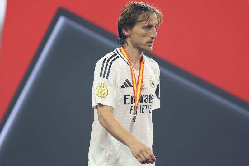 El centrocampista croata #10 del Real Madrid, Luka Modric,