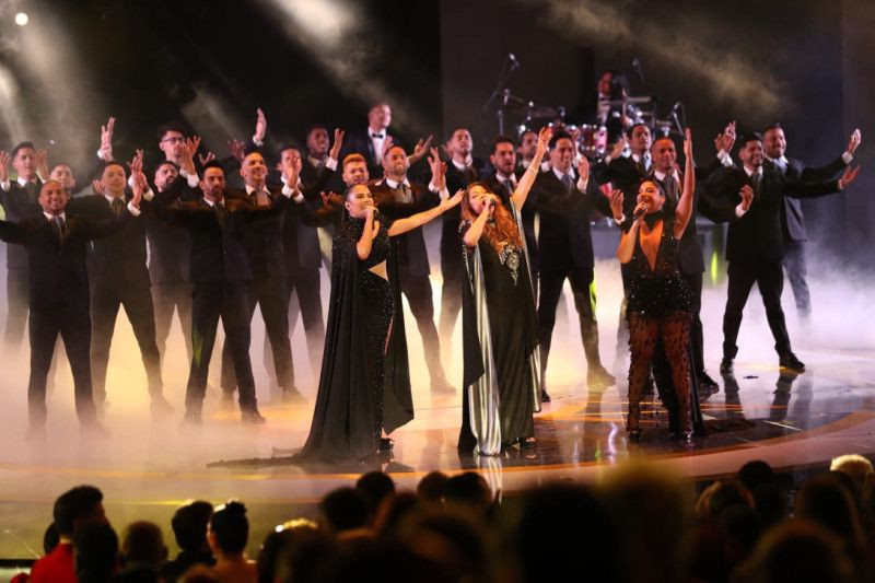 Martha Heredia, Ángela Carrasco y Luisanna Grullón durante su presentación en la pasada edición de Premios Soberano.