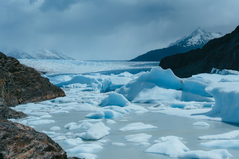 Panorámica del glaciar Grey, en el Parque Nacional Torres del Paine, una importante área protegida de Chile.