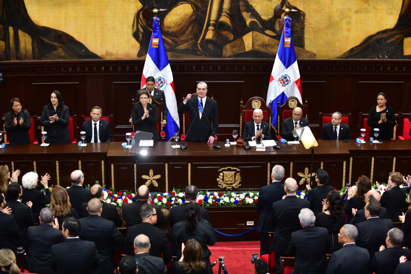 Uno de los momentos en que el presidente Luis Abinader fue ovacionado durante su discurso de rendición de cuentas.