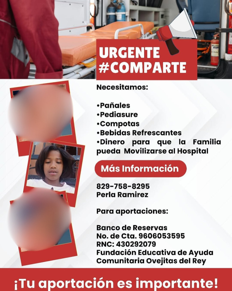 Familiares de niña de 8 años piden ayuda urgente para cubrir gastos