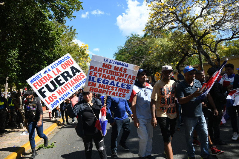 Marcha pasifica contra la migración irregular de haitianos en República Dominicana, liderado por Ángelo Vásquez, cabeza del movimiento Nueva Orden Dominicana. 24 de abril 2025.