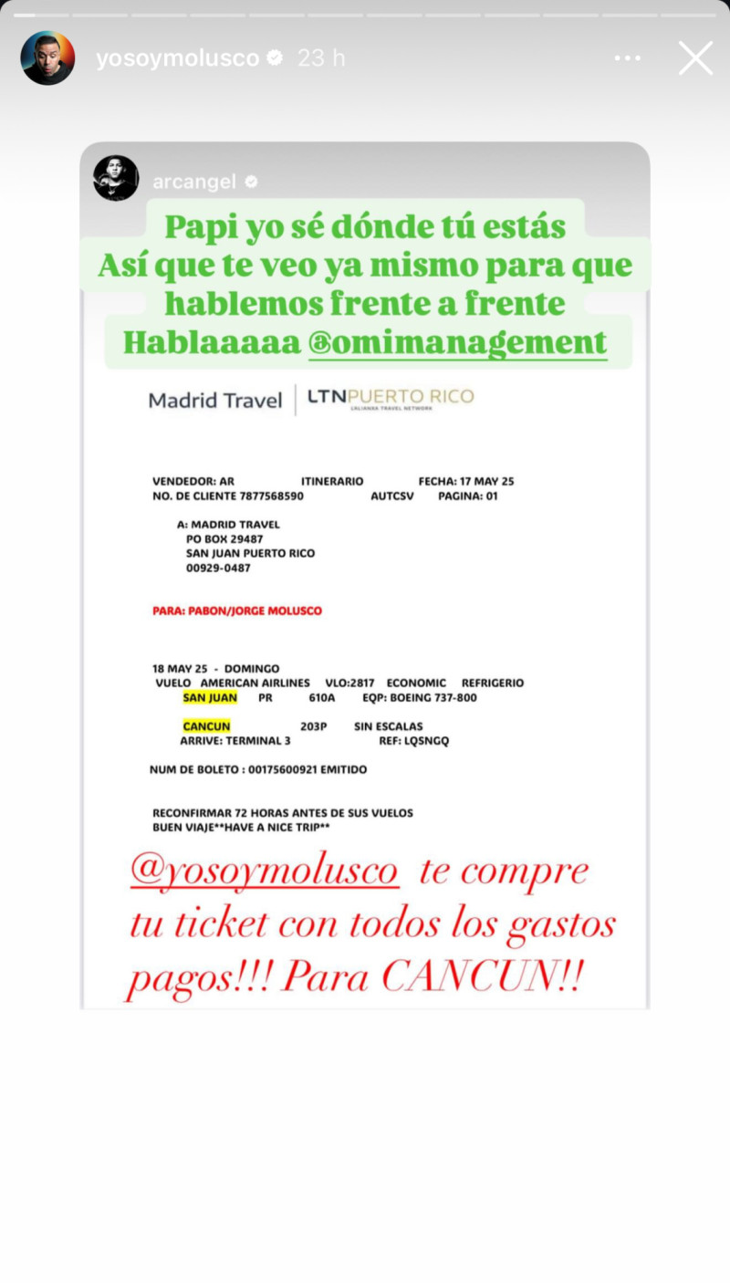 Historia de "El Molusco" en respuesta a Arcángel.