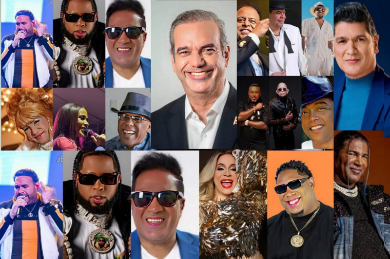 Composición fotográfica de parte de los artistas que conforman la cartelera artística de "Qué viva la Patria".