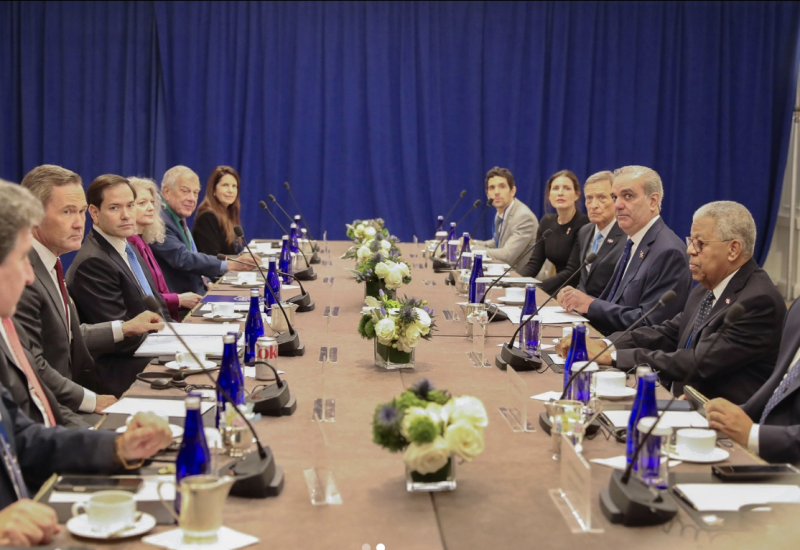 El presidente Luis Abinader y Marco Rubio, Secretario de Estado estadounidense, sostienen encuentro en el ámbito de la Asamblea de ONU.