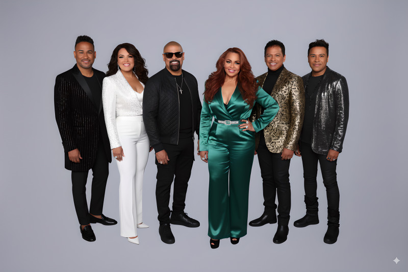De izquierda a derecha, Tony Morales, Aleza Ramírez, Franklyn Rivers, Irisneyda Santos, Johnny Contreras y Rubén Ariel, integrantes de The New York Band.