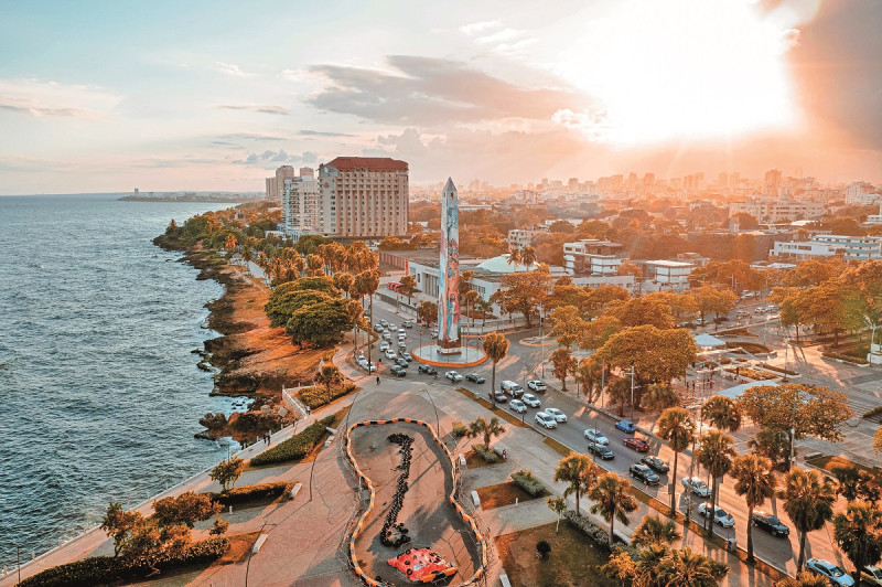 Vista área del malecón de Santo Domingo.