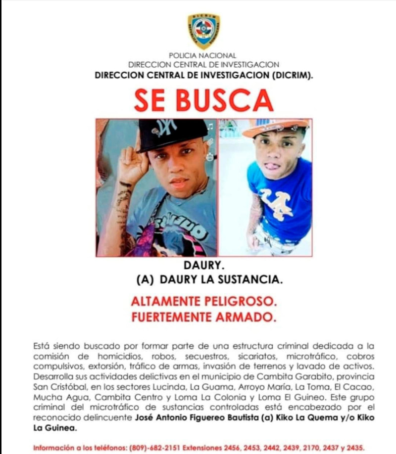 La orden de captura contra Daury Santana.