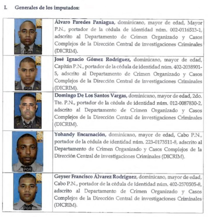 Parte de los agentes que son imputados
