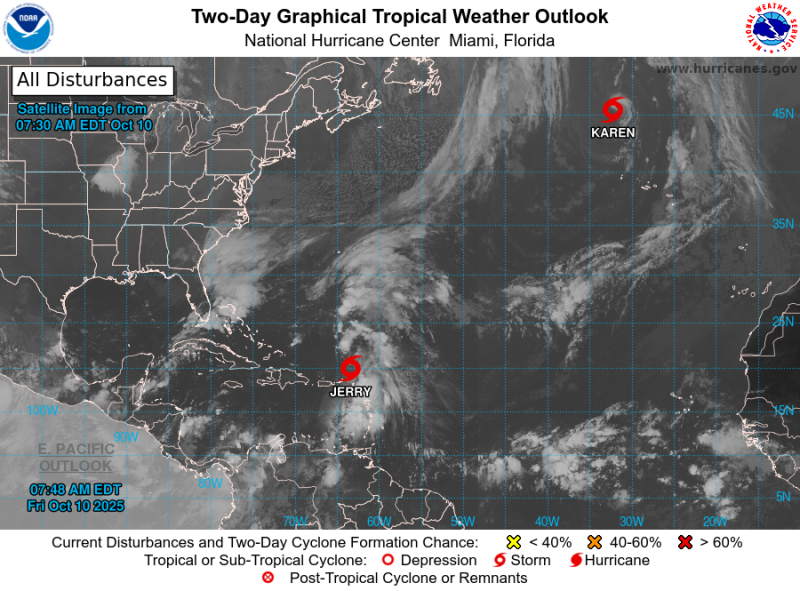 La tormenta Jerry provoca lluvias y fuerte oleaje en República Dominicana y Puerto Rico