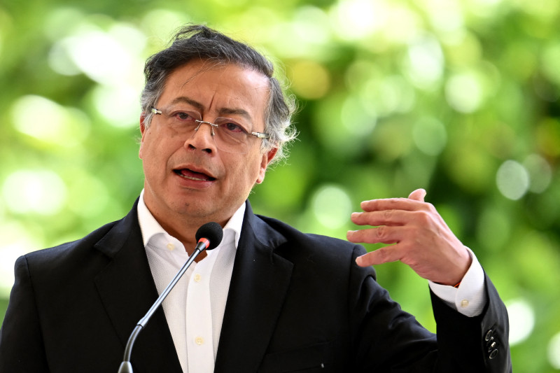 El presidente de Colombia, Gustavo Petro, habla durante la Cumbre de la Organización del Tratado de Cooperación Amazónica (OTCA) en Bogotá el 22 de agosto de 2025.