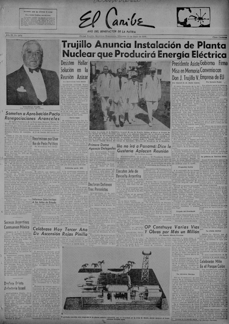 Periódico El Caribe - Trujillo anuncia instalación de planta nuclear que producirá energía eléctrica