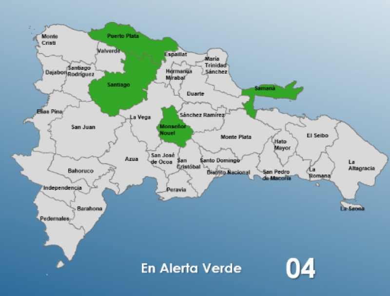 Cuatro provincias en alerta verde por lluvias.