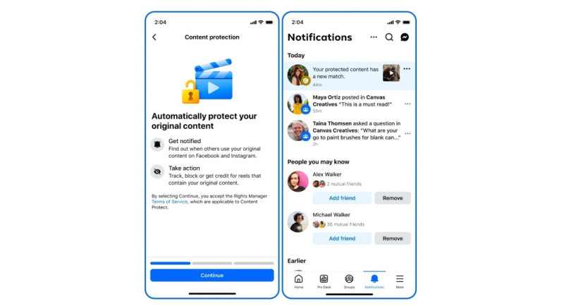 Herramienta de Protección de contenido en la app de Facebook.