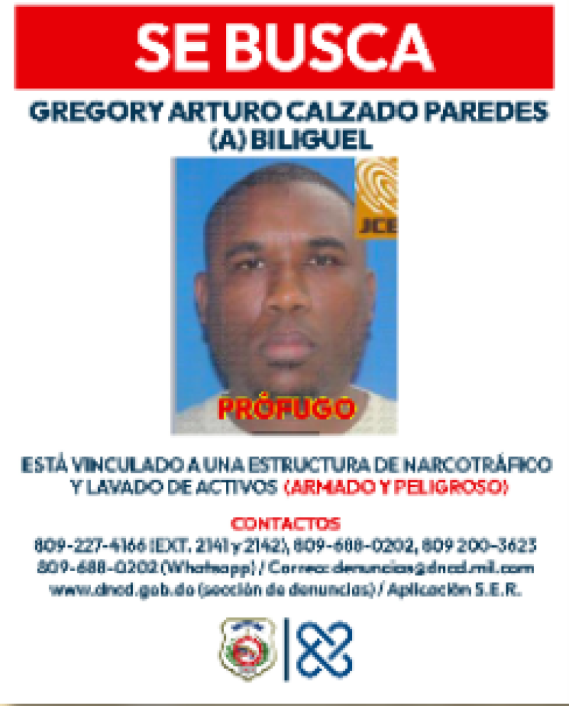 Gregory Arturo Calzado Paredes (Biliguel) prófugo de la red