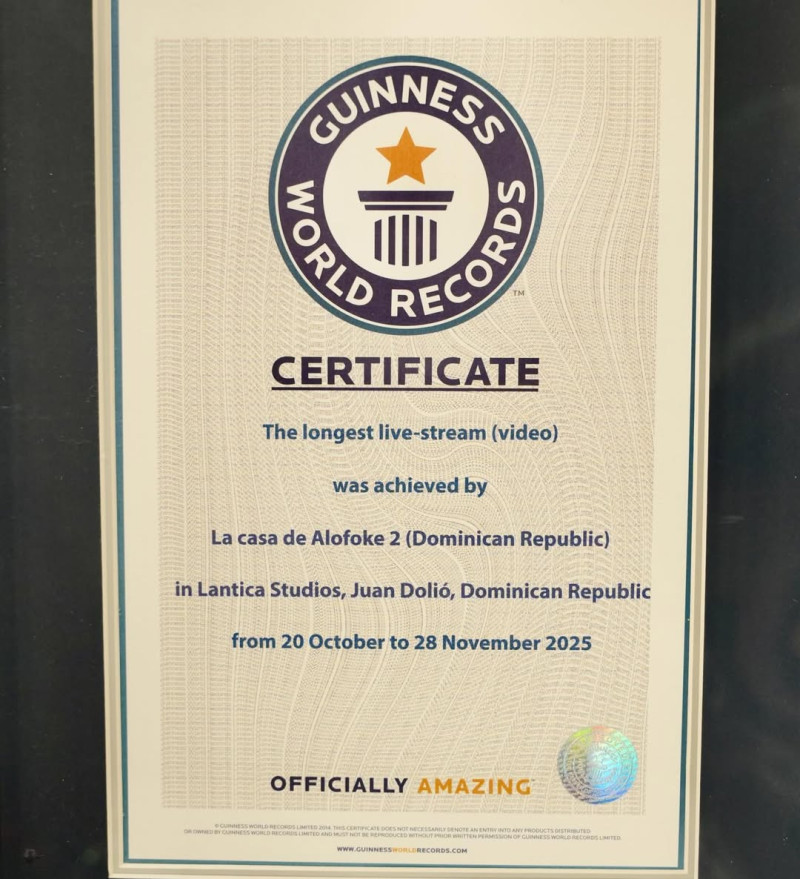 “La Casa de Alofoke 2” logró otro hito: Récord Guinness lo certificó como el programa “streaming” de mayor cantidad de horas en vivo vía Youtube.